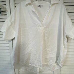 Madewell Crisp White V-Neck Blouse